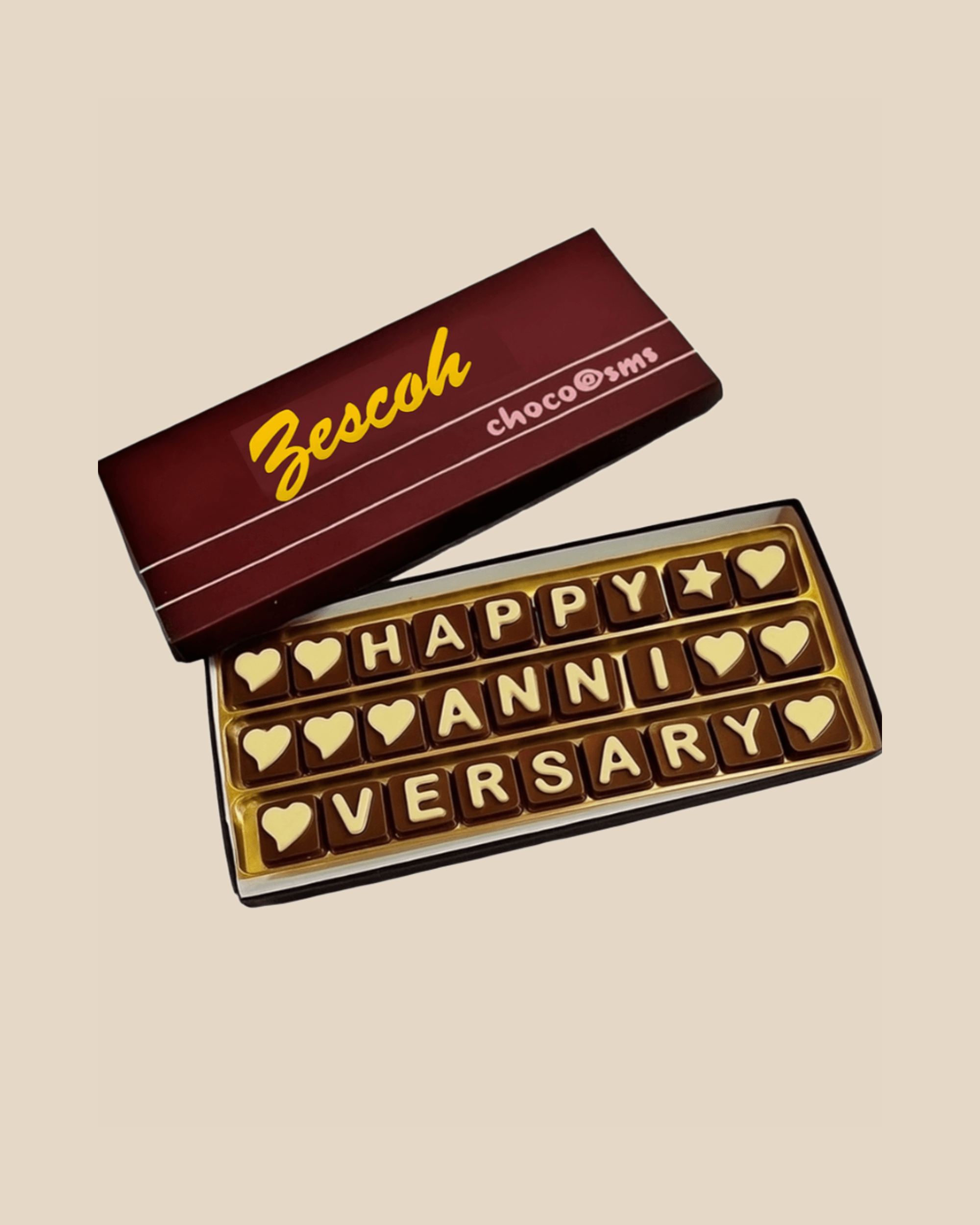 Luxury handmade chocolates in an open gift box